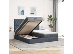 Estructura Cama Otomana Colchones Terciopelo Gris Oscuro