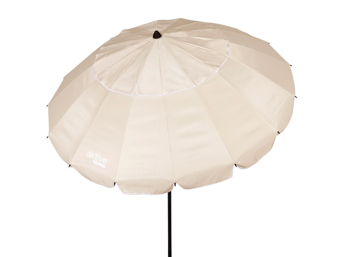 Aktive Sombrilla playa antiviento 16 varillas 240 cm crema