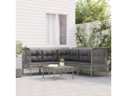 Conjunto de jardín de 6 piezas con cojines de mimbre gris de DKD Home Decor