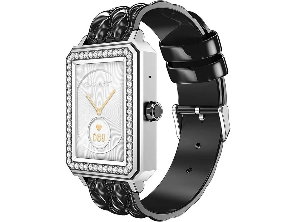 Reloj inteligente para mujer, elegante y sofisticado, con diamantes de imitación y seguimiento de actividad física, llamadas Bluetooth y salud femenina, Yizhood (negro)