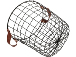 Cesta Redonda De Alambre Metálico Inoomp, Fabricada En Hierro, Para Leña, Con Asa, Para Uso Interior Y Exterior. Cesta