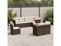 Conjunto de sofá de jardín de 8 piezas con cojines de mimbre marrón de DKD Home Decor