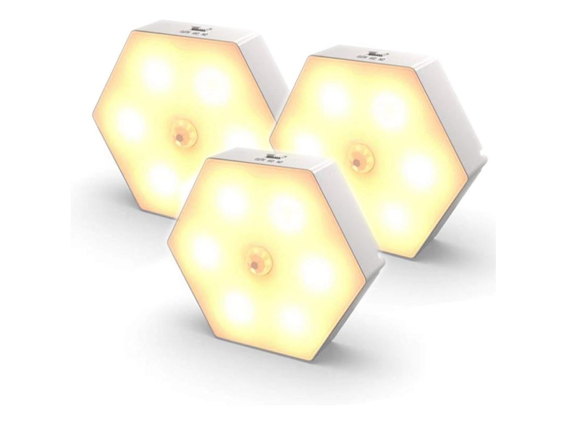 2026-3487-lámpara Nocturna Con Sensor De Movimiento Linjou 3 Pack Luz Led Inalámbrica Para Dormitorio Armario Cocina
