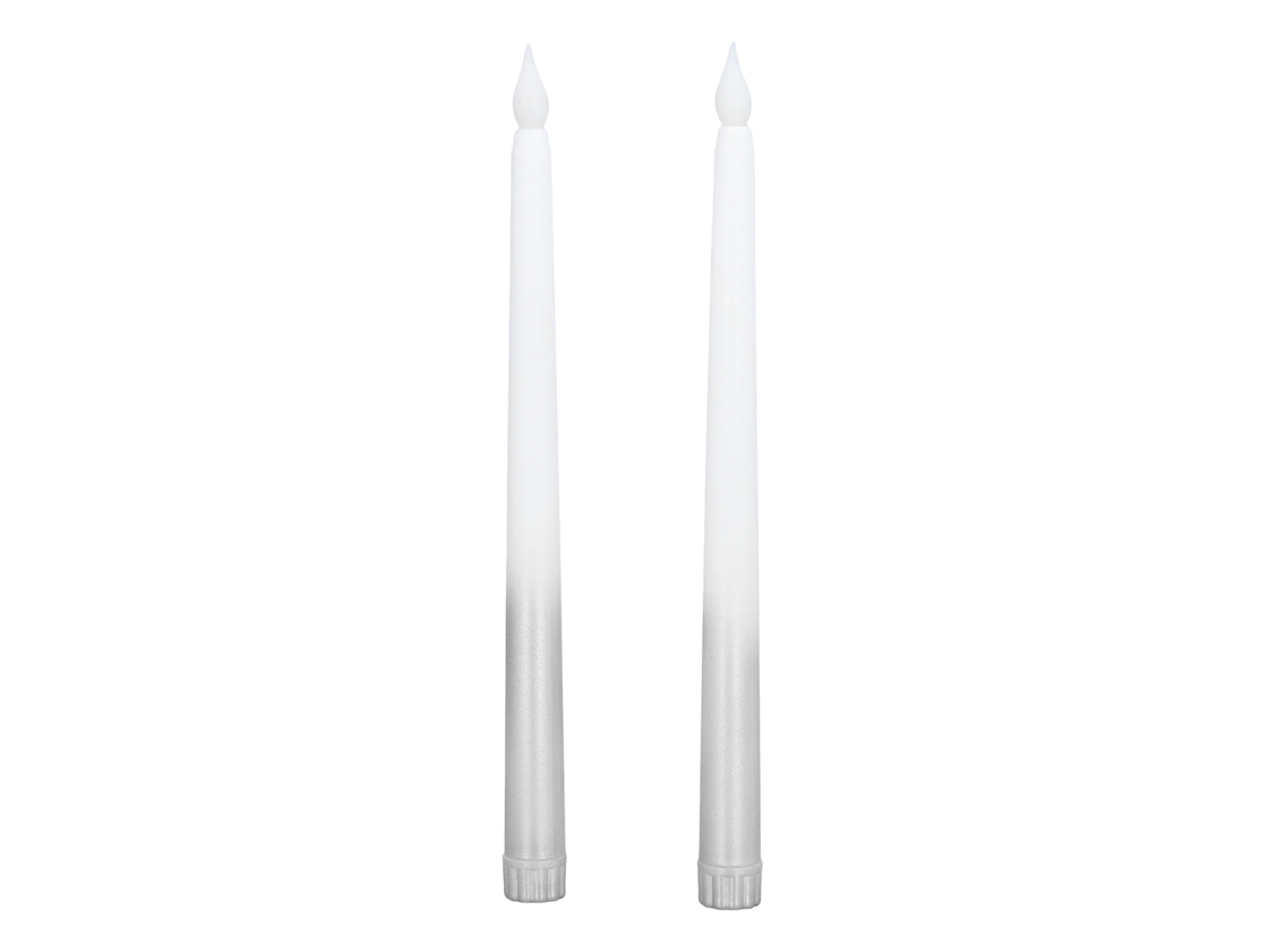 2 Velas Led Sin Llama, A Pilas, Cónicas, Plateadas, Con Forma De Media Vela, Ideales Para Fiestas, Bodas Y Cumpleaños.