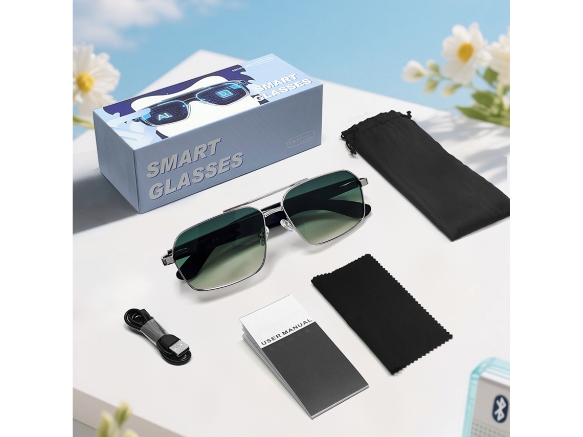 Gafas inteligentes Chrui GT31, control remoto de música por voz, diseño de bisagra de resorte metálico (color cian degradado)