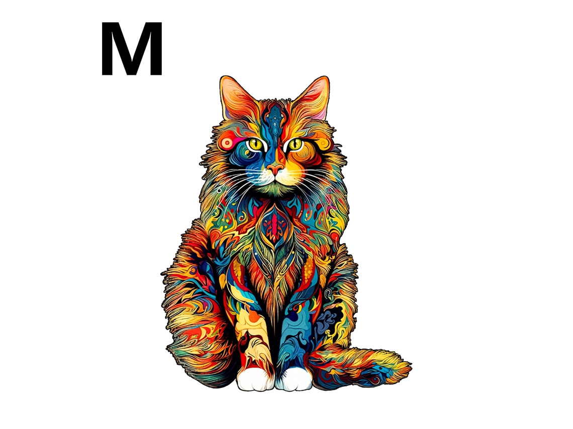 Rompecabezas de madera exclusivo con estampado de gato MDUG (m)
