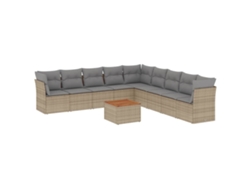 Conjunto 10 de sofás jardín con cojines beige VIDAXL ratán sintético