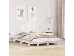 Estructura De Cama Sin Colchón Madera De Pino Blanca 140x200 Cm