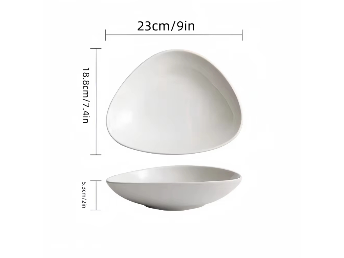 (blanco) Taza De Ensalada Japonesa Triangular Creativa De Cerámica, Apta Para Microondas, Taza De Ensalada De Restaurante