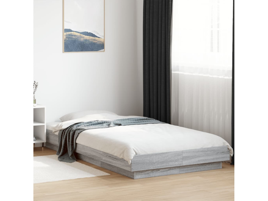 Estructura De Cama Madera De Ingeniería Gris Sonoma 100x200 Cm