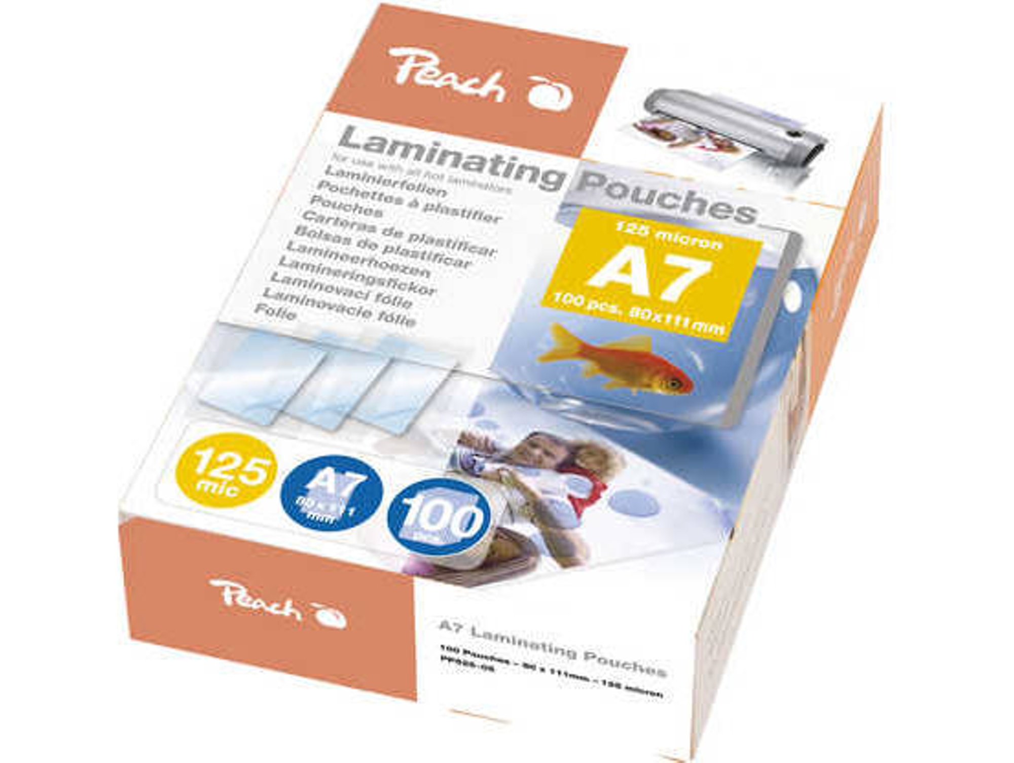 Fundas de Plastificar PEACH PP525-05 Transparente (100 un - A7)