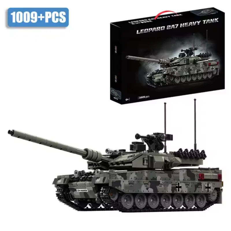 Modelo De Bloques De Construcción De La Serie Militar: Tanque Pesado Leopard 2a7 De Guerra.