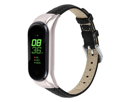 Correa de piel auténtica diseño de hebilla ajustable para Xiaomi Mi Band 7 - negro