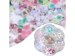 Adornos para uñas con flores rosas, 3D, hojas, resina, suministros para uñas, decoración de uñas para mujeres y niñas Hengrongshen