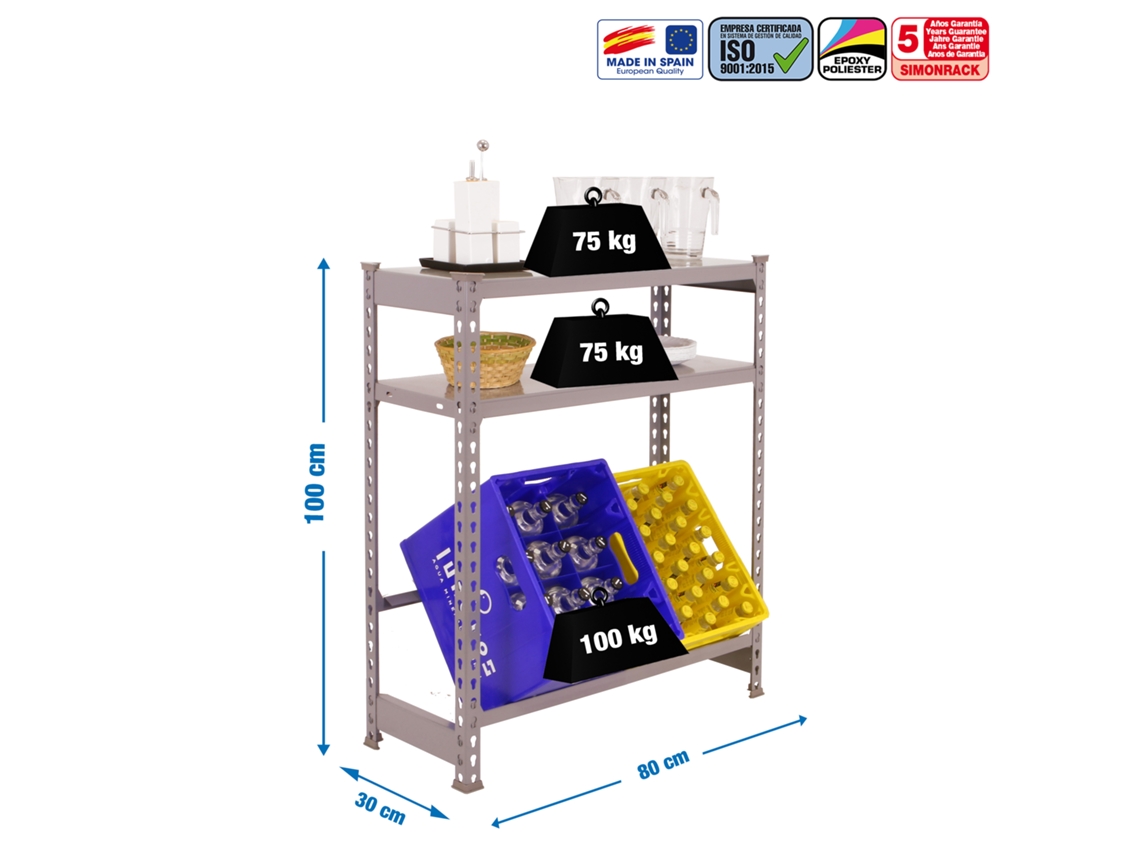 Botellero metálico Simonbottle Shelf 1-2- 1000x800x300 Gris/gris