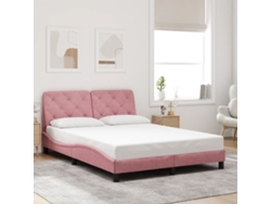 Estructura De Cama Sin Colchón Terciopelo Rosa 140x190 Cm