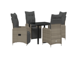 Conjunto de comedor de jardín Vidaxl de 5 piezas con cojines en ratán beige