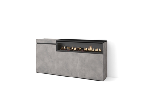 Aparadores para salón 150x75x35cm 3 Puertas Chimenea eléctrica Cemento