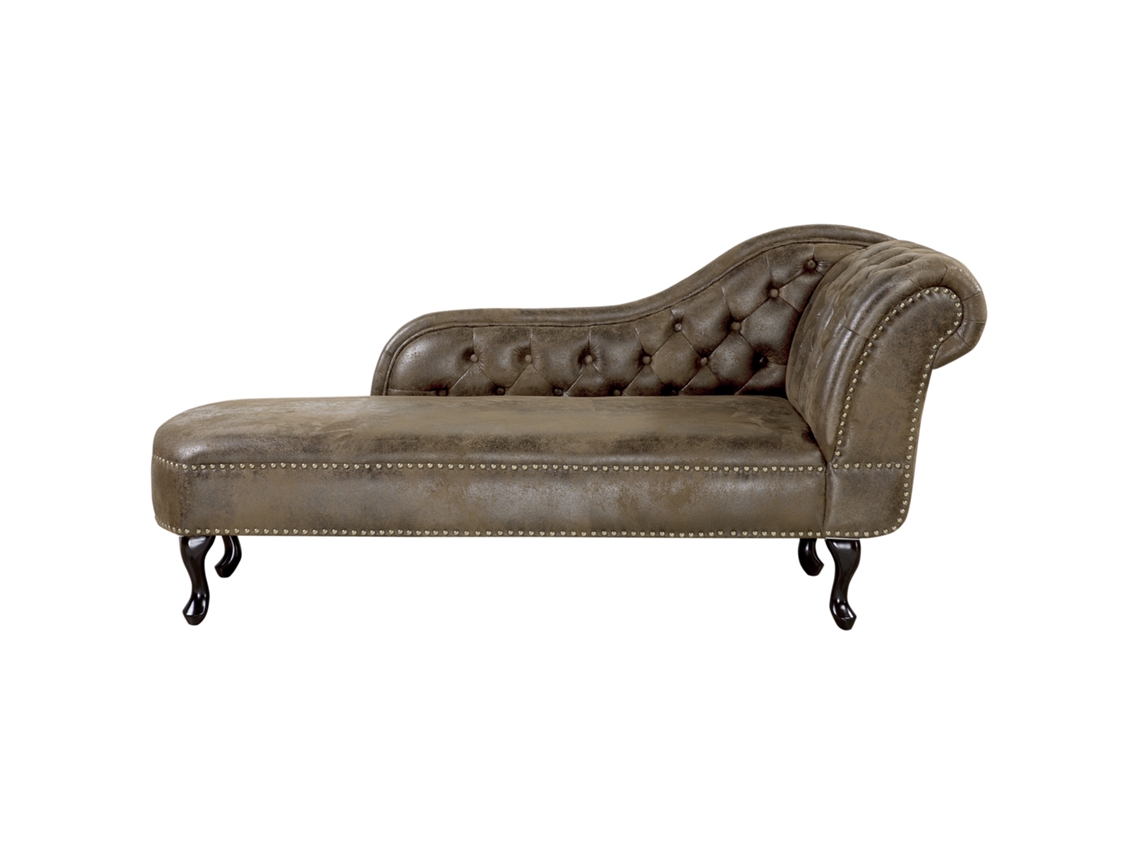 Chaise longue derecho BELIANI Nimes de Gamuza sintética Marrón 169x65x79