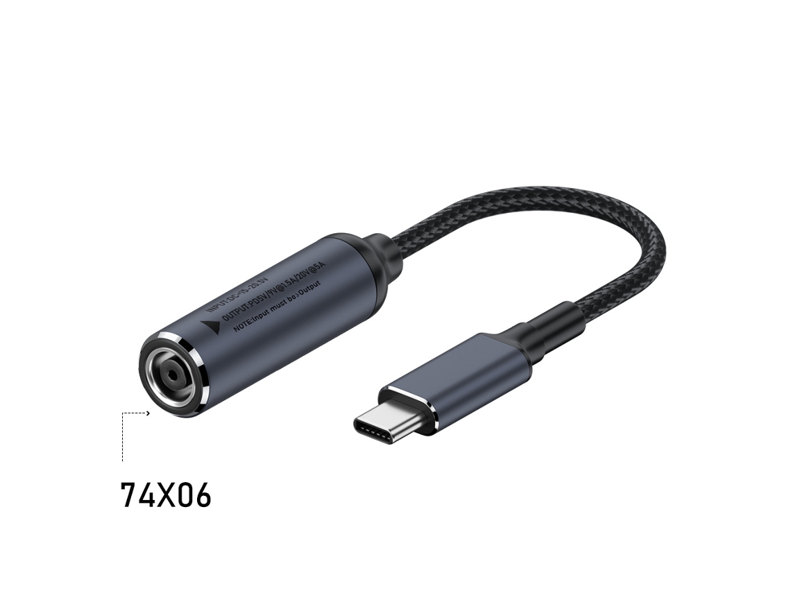 Convertidor de interfaz de alimentación de CC PDType C, interfaz DC7450 hembra a macho tipo C, cable corto de 100 W Chennnls