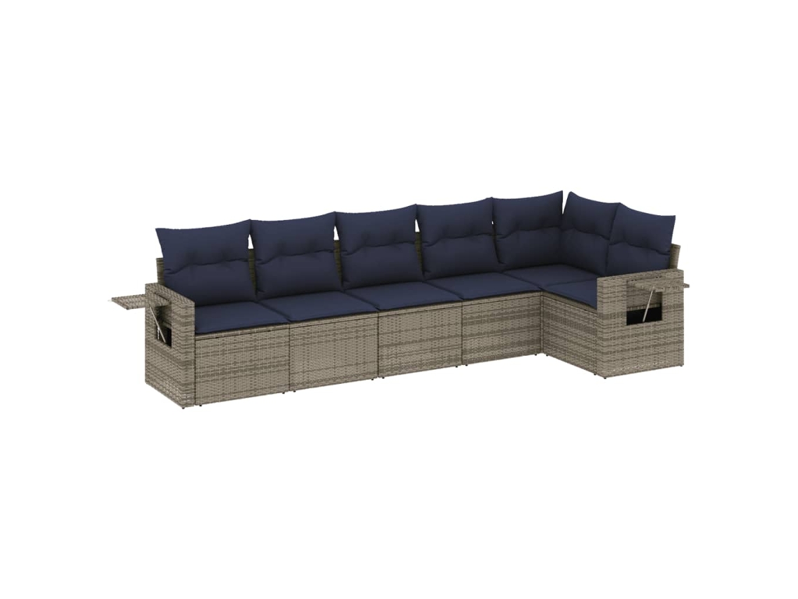 Maison Exclusive - Conjunto De Sofá De Jardín De 6 Piezas Con Cojines, Poliratán Gris