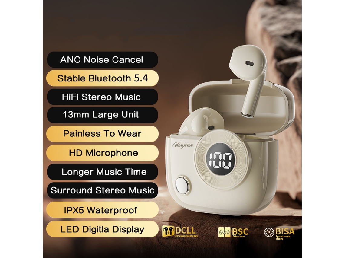 Auriculares Inalámbricos (grises) Con Bluetooth, Audio Y Micrófono Integrados Y Pantalla Led.