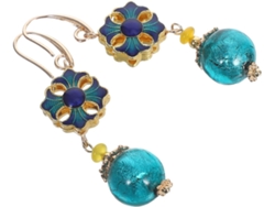 Pendientes Colgantes Chinos De Cloisonné Con Decoración De Esmalte