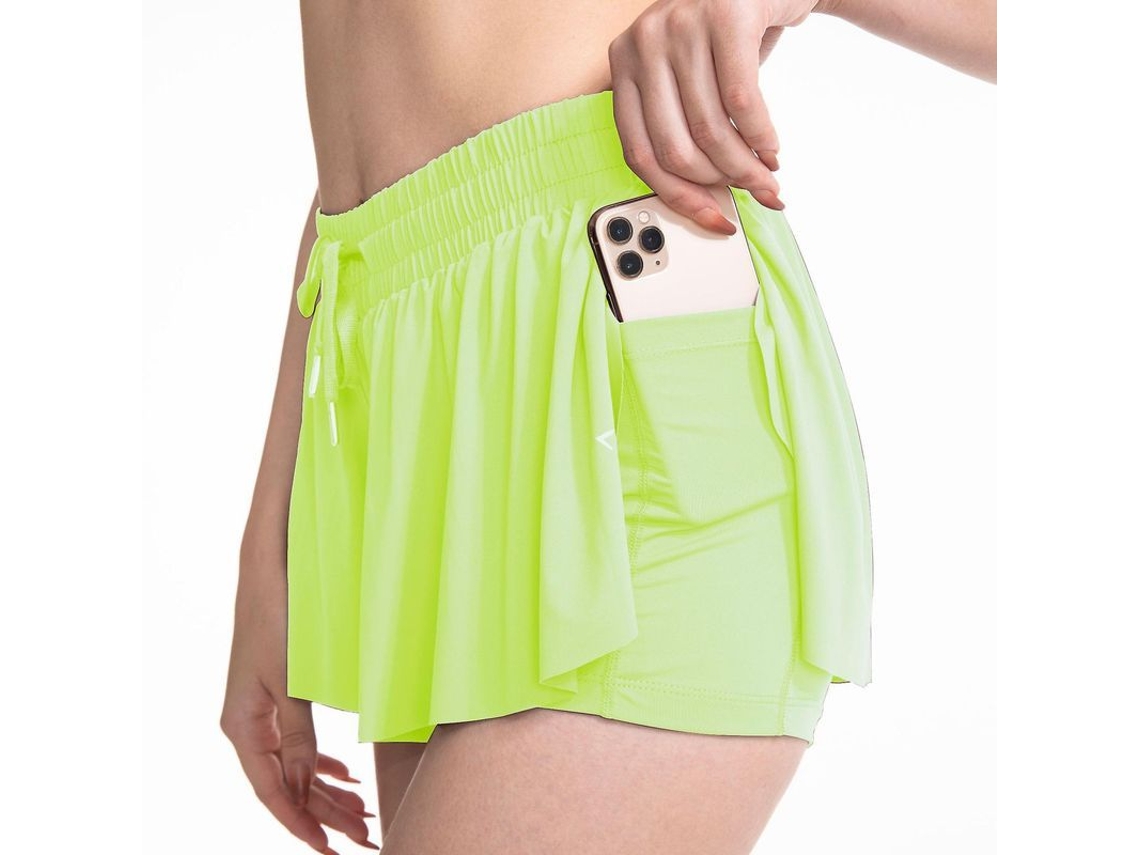 2026-pantalones Cortos Deportivos Mujer De 2 En 1 De Cintura Alta Con Bolsillos Secado Rápido Para Yoga Gimnasio Running Fitness