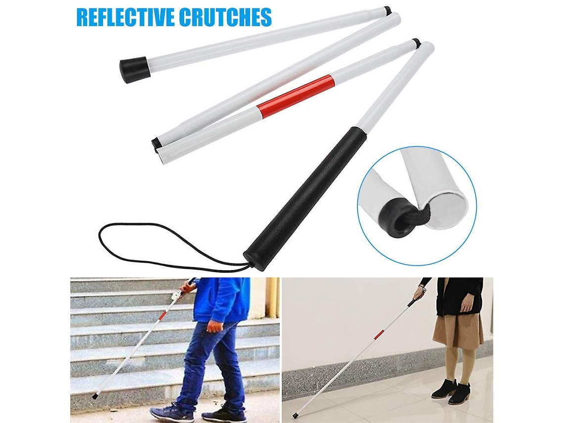 Bastón plegable de aluminio con protección reflectante para personas ciegas, bastón para caminar, muleta, andador, herramienta nueva