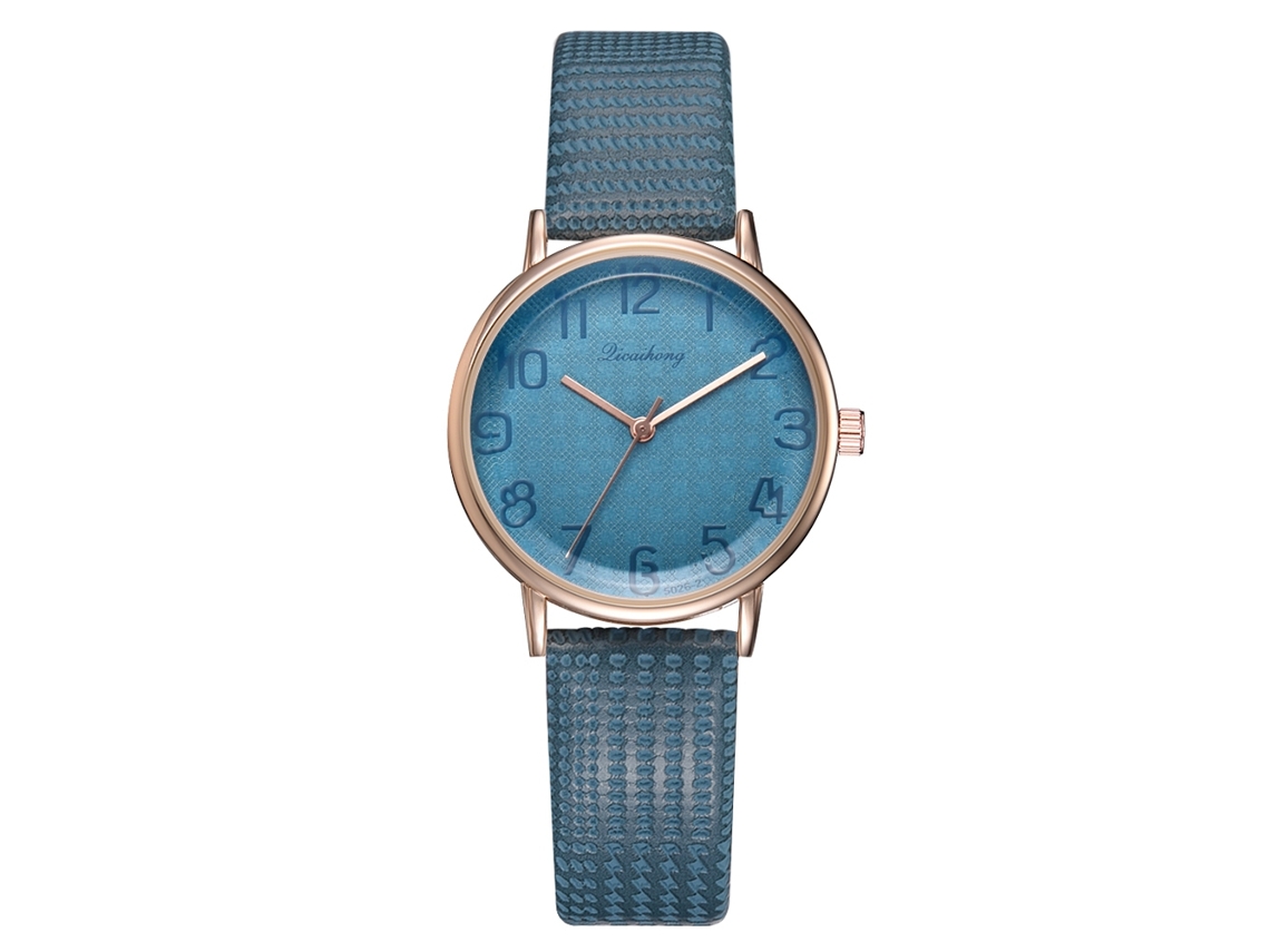 Reloj De Pulsera De Moda Para Mujer Con Movimiento De Cuarzo Y Delicada Esfera Redonda (azul)