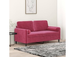 Sofá De 2 Plazas Con Cojines Terciopelo Rojo Tinto 140 Cm