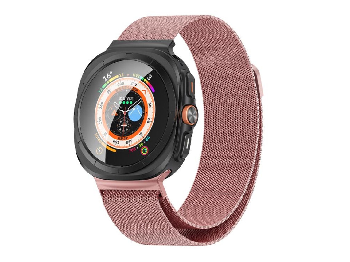 Bracelete Para Samsung Galaxy Watch Ultra - Aço Inoxidável Milanês (47mm) - Rosa Rosa