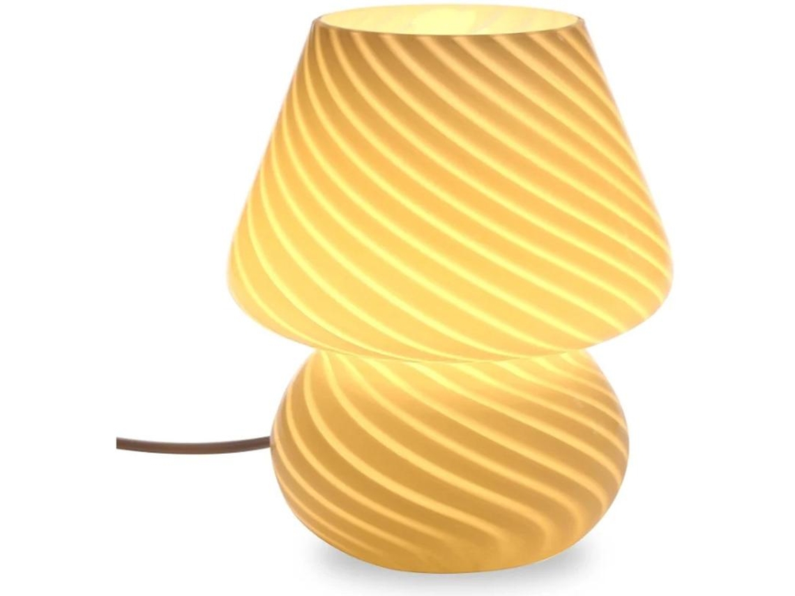 Lámpara Hongo Lámparas De Mesita De Noche De Vidrio Translúcido Murano Estilo Vintage Rayado Pequeño Hongo Nocturno Decoración Yizhood