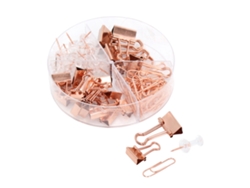 Juego De Clips Metálicos Antioxidantes Para Oficina, Clips Para Carpetas, Azul Claro Y Oro Rosa.