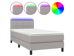 Maison Exclusive - Cama Box Spring Colchón Y Luces Led Tela Gris Claro 100x200 Cm