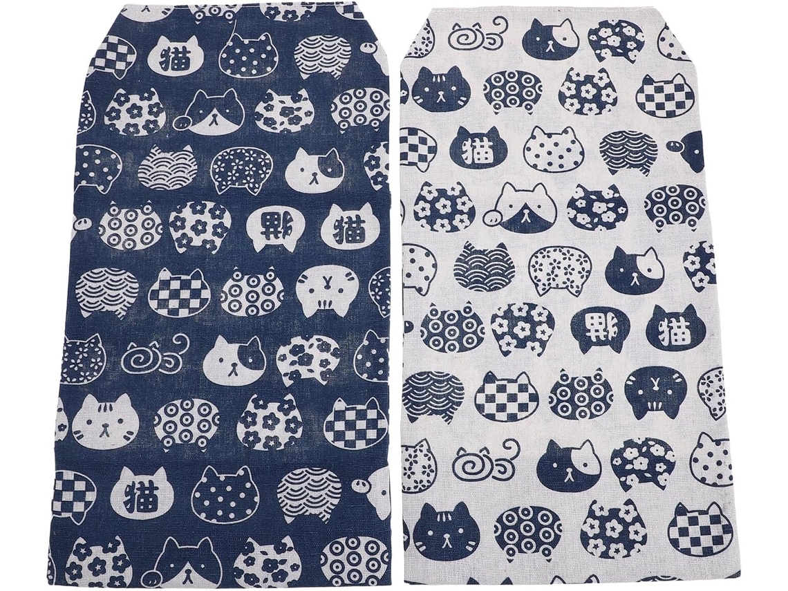 Juego De 2 Fundas Protectoras Para Libros Tamaño A5 En Tela Lavable, Con Estampado Japonés Azul Y Blanco.