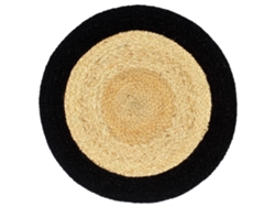 Maison Exclusive - Mantel Individual Redondo 4 Uds Yute Algodón Natural Negro 38cm