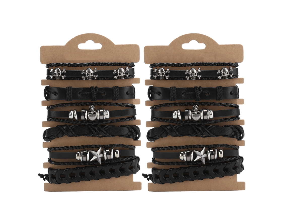 12 Piezas De Pulseras De Cuero Trenzado Diy Ajustables, Estilo Vintage, Hechas A Mano.