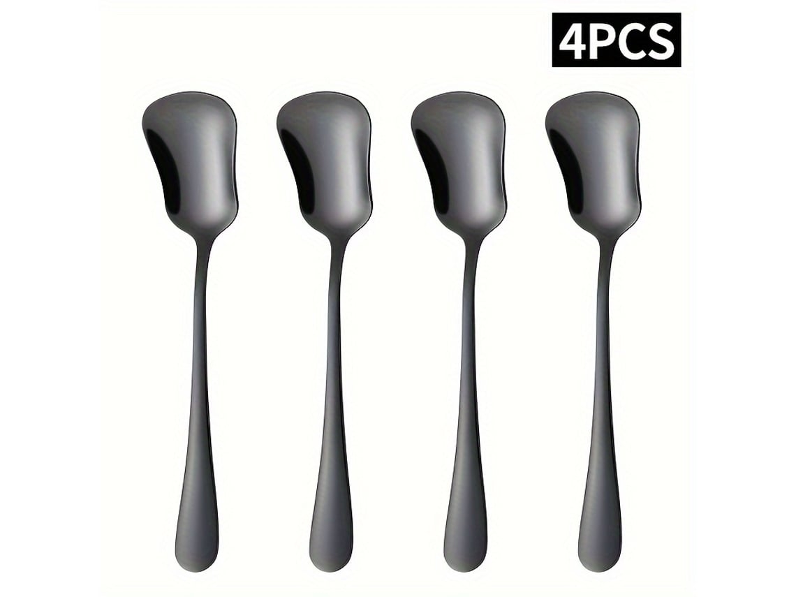 Juego de 4 cucharas de postre de acero inoxidable Yunzii, color negro