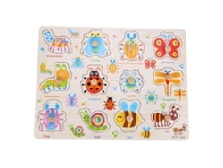 Ats-juguete Educativo Montessori Puzzle De Madera Tablero De Agarre Juego Infantil Regalo Cartoons Insectos