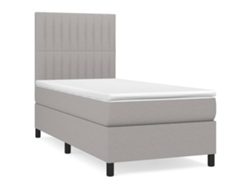 Maison Exclusive - Cama Box Spring Con Colchón Tela Gris Claro 100x200 Cm