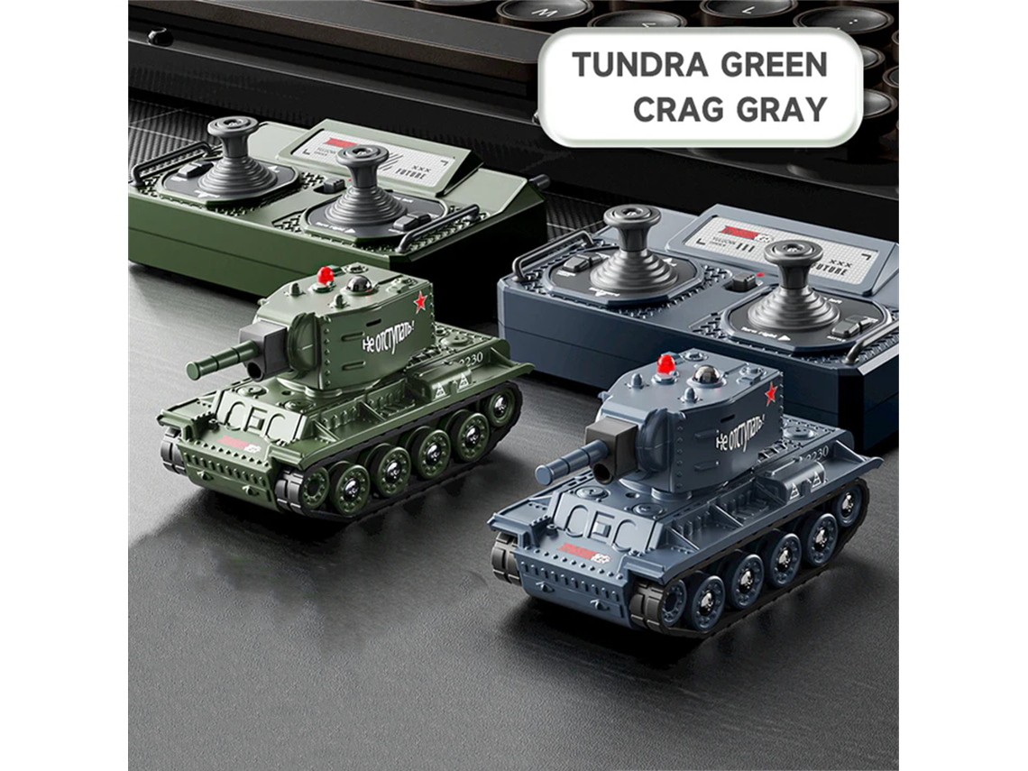Gris1/64 2.4g Mini Tanque Rc Batalla Escritorio Orugas Proporcional Torreta 360° Infrarrojo Micro Juguetes