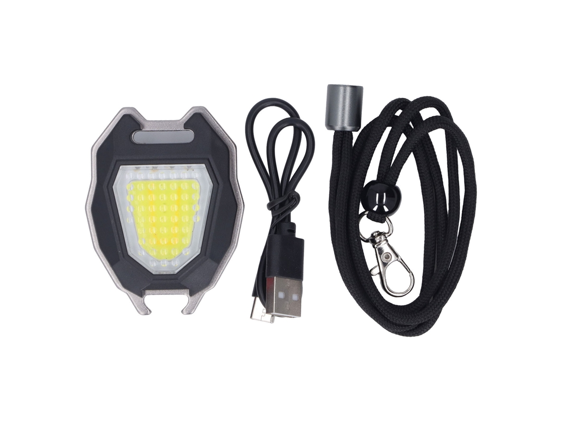 Rebe-linterna Llavero Cob Con Imán Fuerte Carga Usb Silbato Encendedor Para Camping Aventura