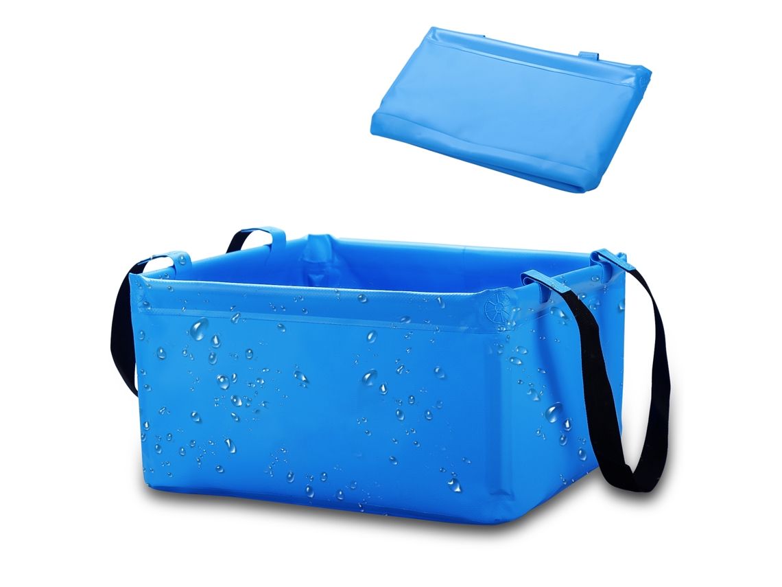 Balde De Água Colapsível 20l Azul Pvc Impermeável Forte Durável Para Acampamento Louças Armazenamento