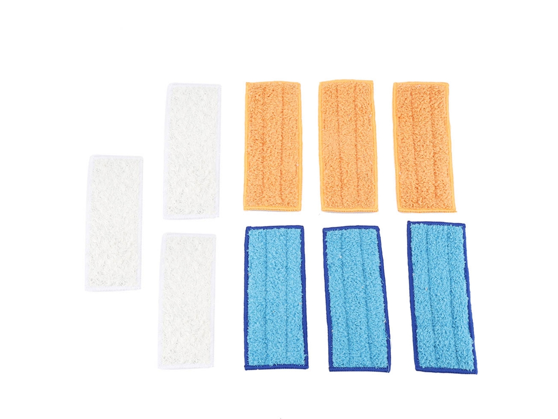 9 Cabezales De Microfibra Lavables Para Fregonas Planas Con Pulverizador - Blanco, Naranja, Azul
