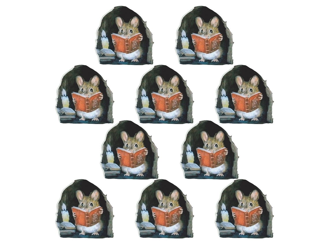 10 Pegatinas De Ratón En Pared Con Ratones Leyendo Libro Para Baseboard Laptop Cajas De Herramientas