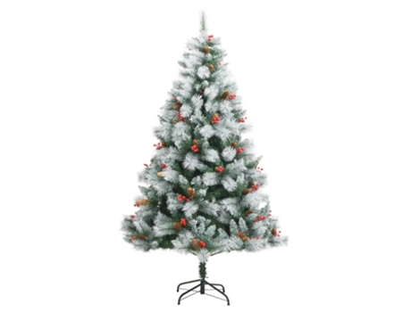 VIDAXL Árbol de Navidad artificial con piñas y bayas 210 cm