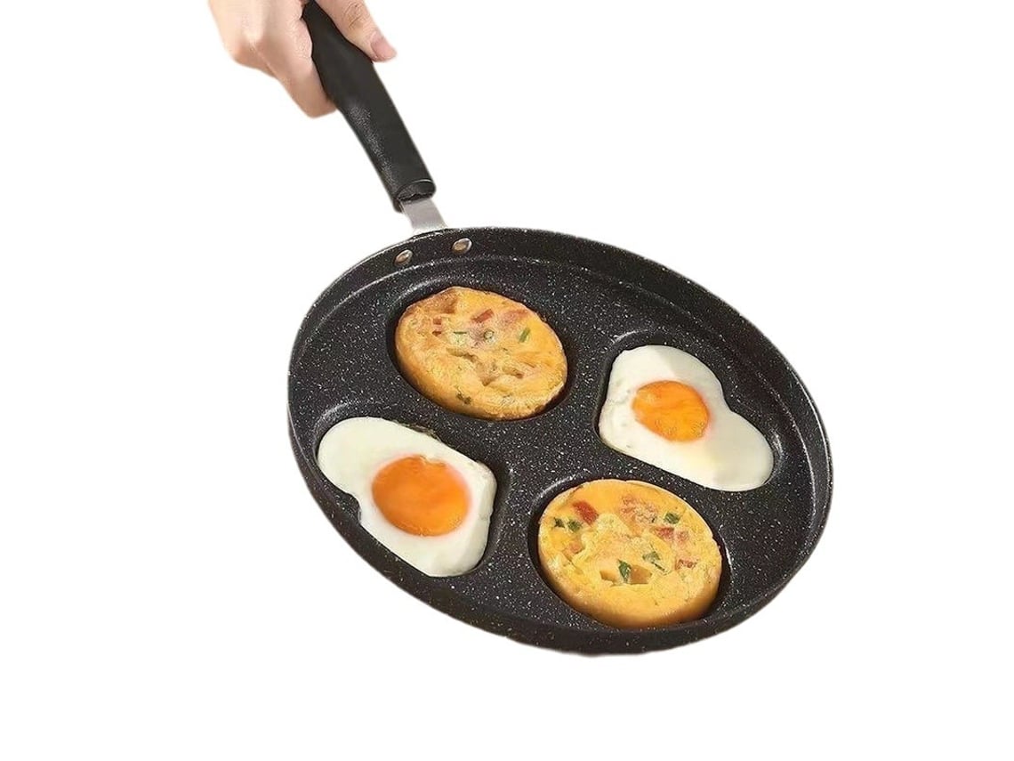 Panela Não Adesiva, Com 4 Ranhuras, Em Forma De Coração E Redonda, Perfeita Para Panquecas E Ovos Fritos.