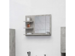 Espejo de baño madera contrachapada gris hormigón 60x10,5x45 cm
