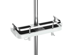 Estante de ducha sin perforaciones, barra de ducha ajustable, almacenamiento de baño con 2 ganchos pequeños Jortmrd